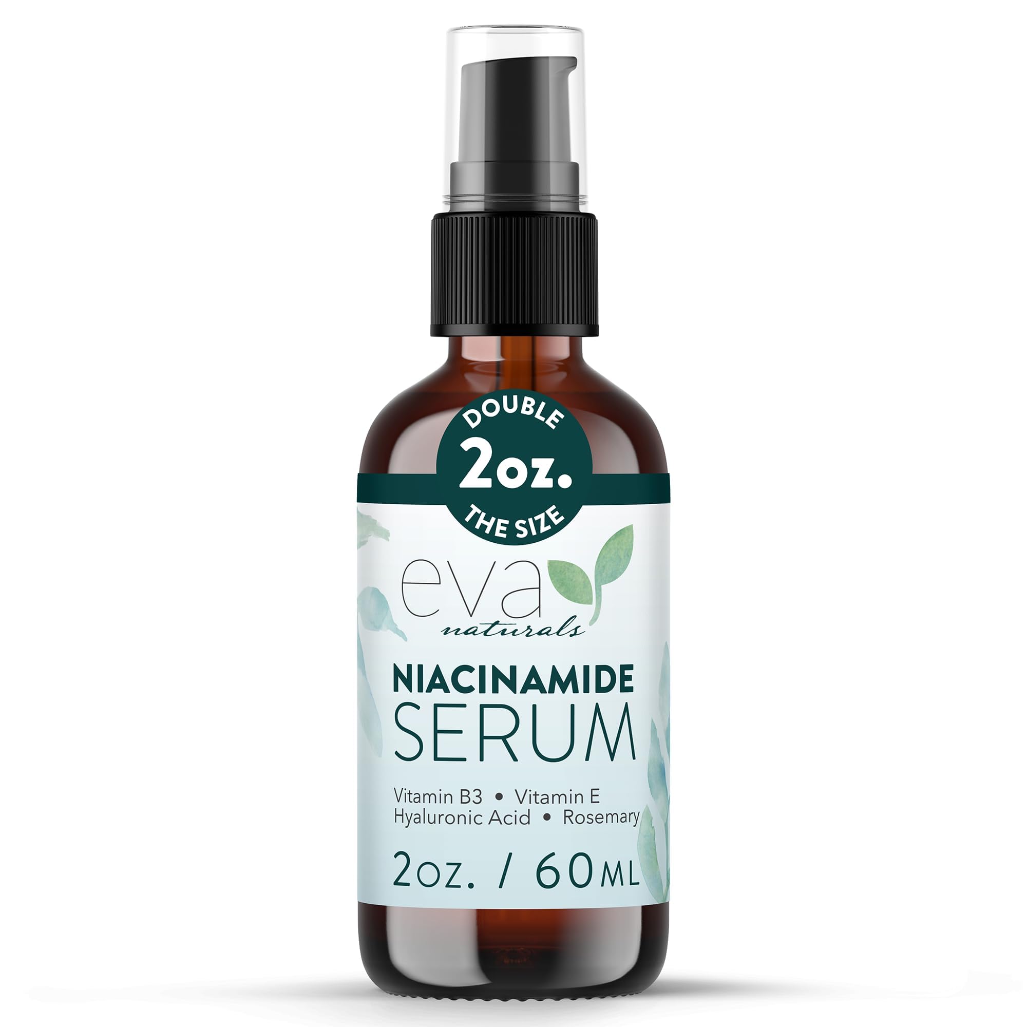 Eva Naturals Niacinamide Serum bottle pump for quick-absorbing hydration