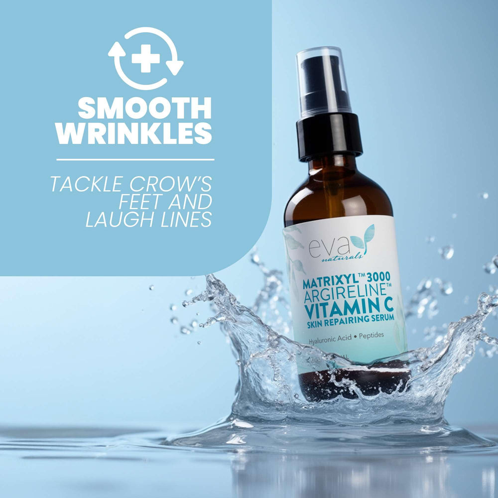 Eva Naturals packaging box and label conveys premium anti-aging solution.