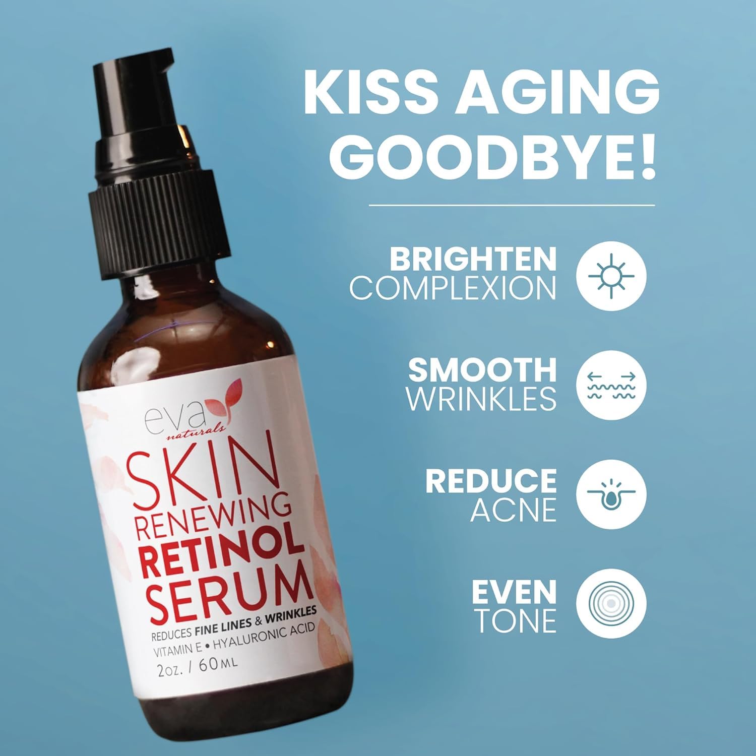 Eva Naturals Retinol Serum application on hand demonstrates nightly use