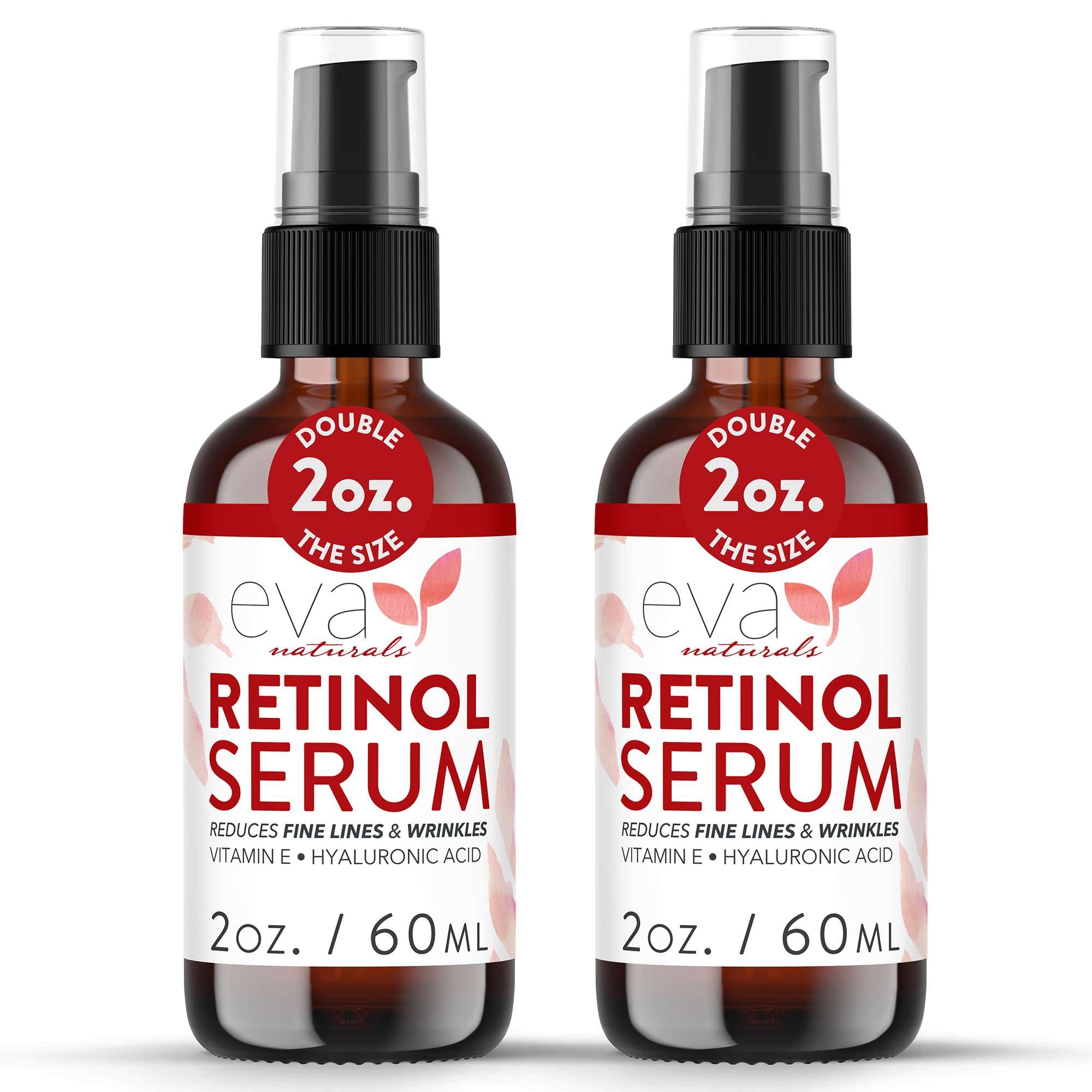Eva Naturals Retinol Serum bottle with 2.5% retinol for smoother skin