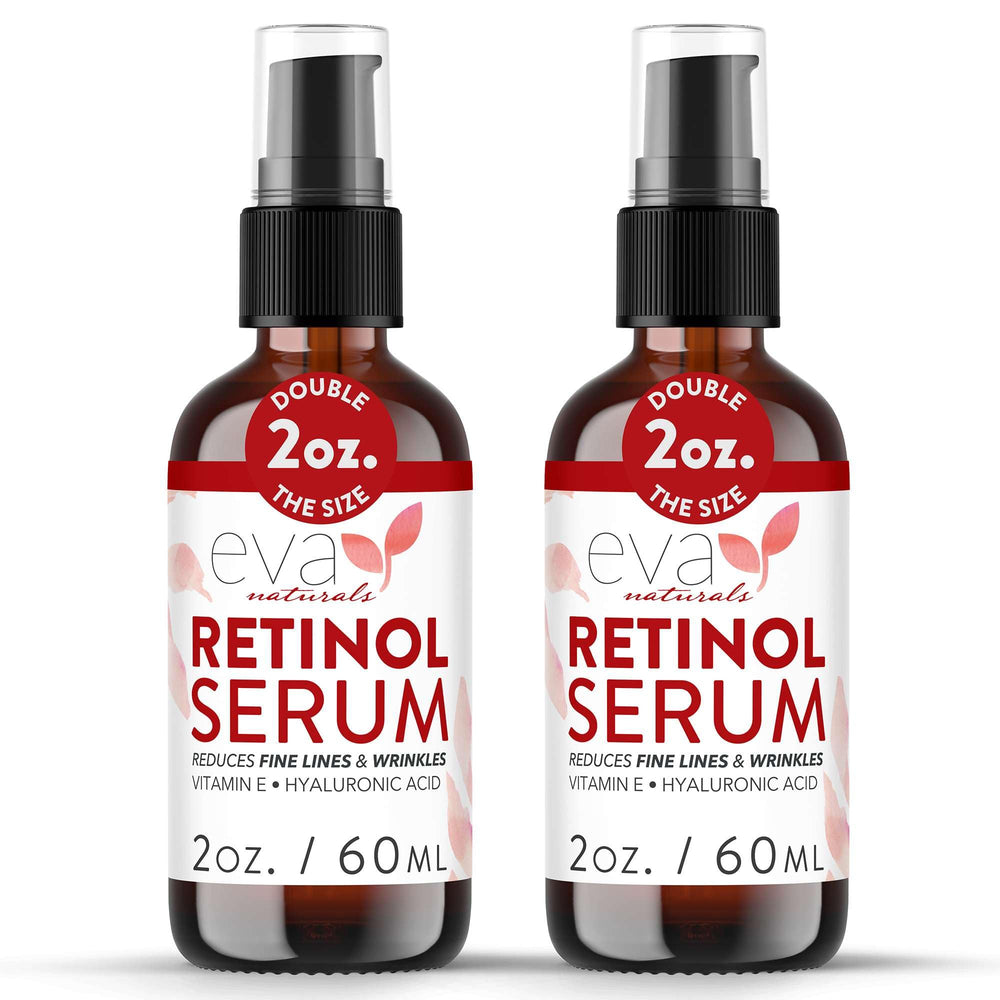 Eva Naturals Retinol Serum bottle with 2.5% retinol for smoother skin