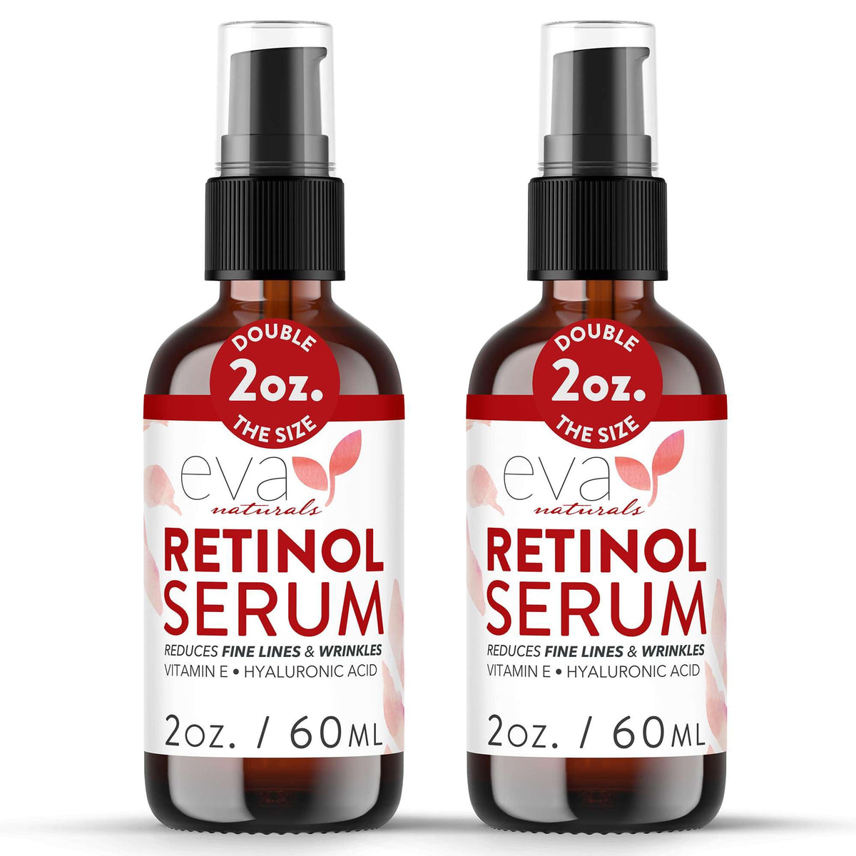 Eva Naturals Retinol Serum bottle with 2.5% retinol for smoother skin