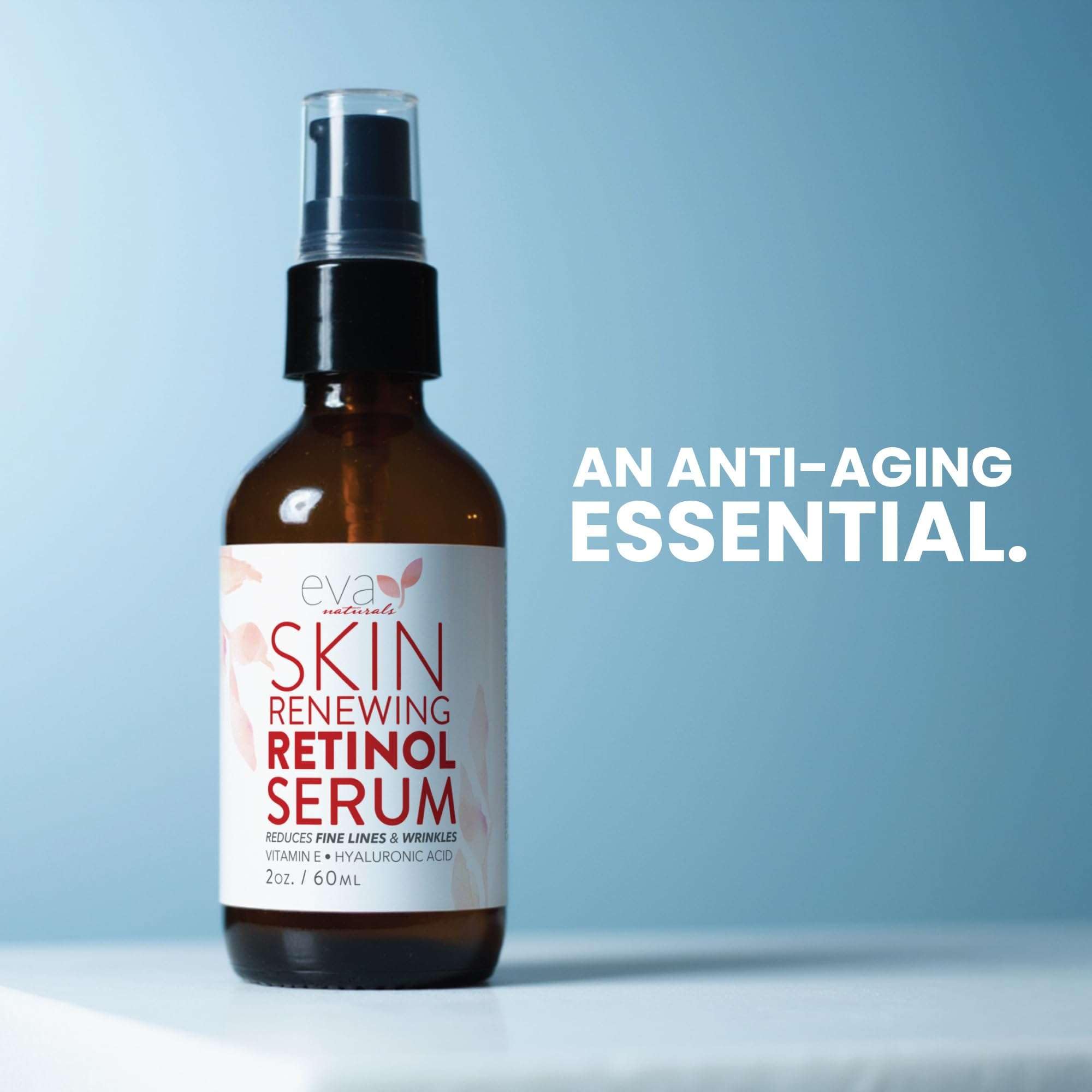 Eva Naturals Retinol Serum dropper application closeup ideal for precise nightly dosing