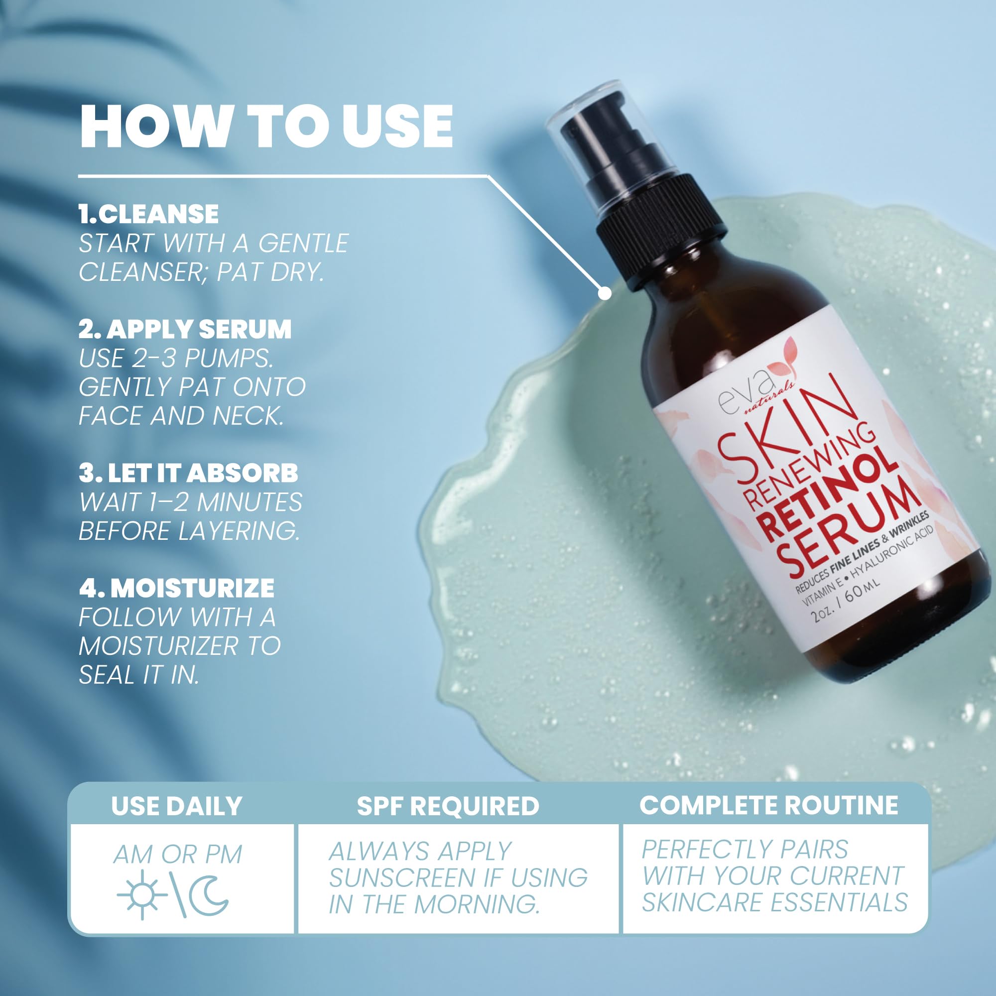Eva Naturals Retinol Serum two-pack packaging on display