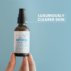Eva Naturals serum applied to cheek demonstrates evening radiance.