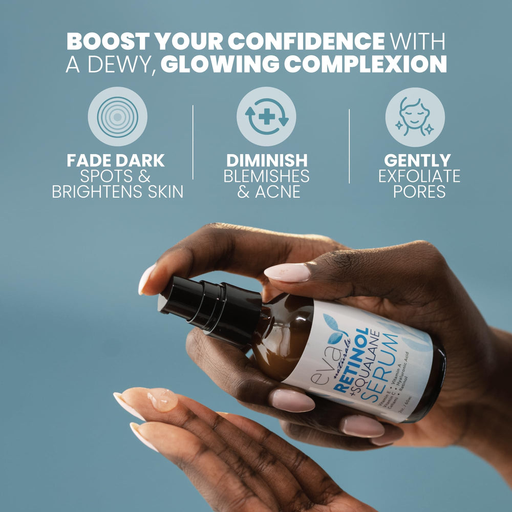 Eva Naturals serum dropper poised for fast-absorbing, lightweight hydration.