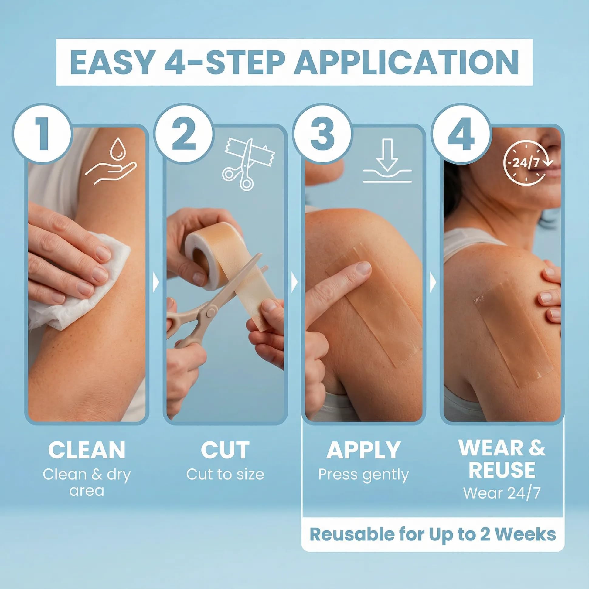 Eva Naturals scar tape on a surgical scar highlights improved appearance potential