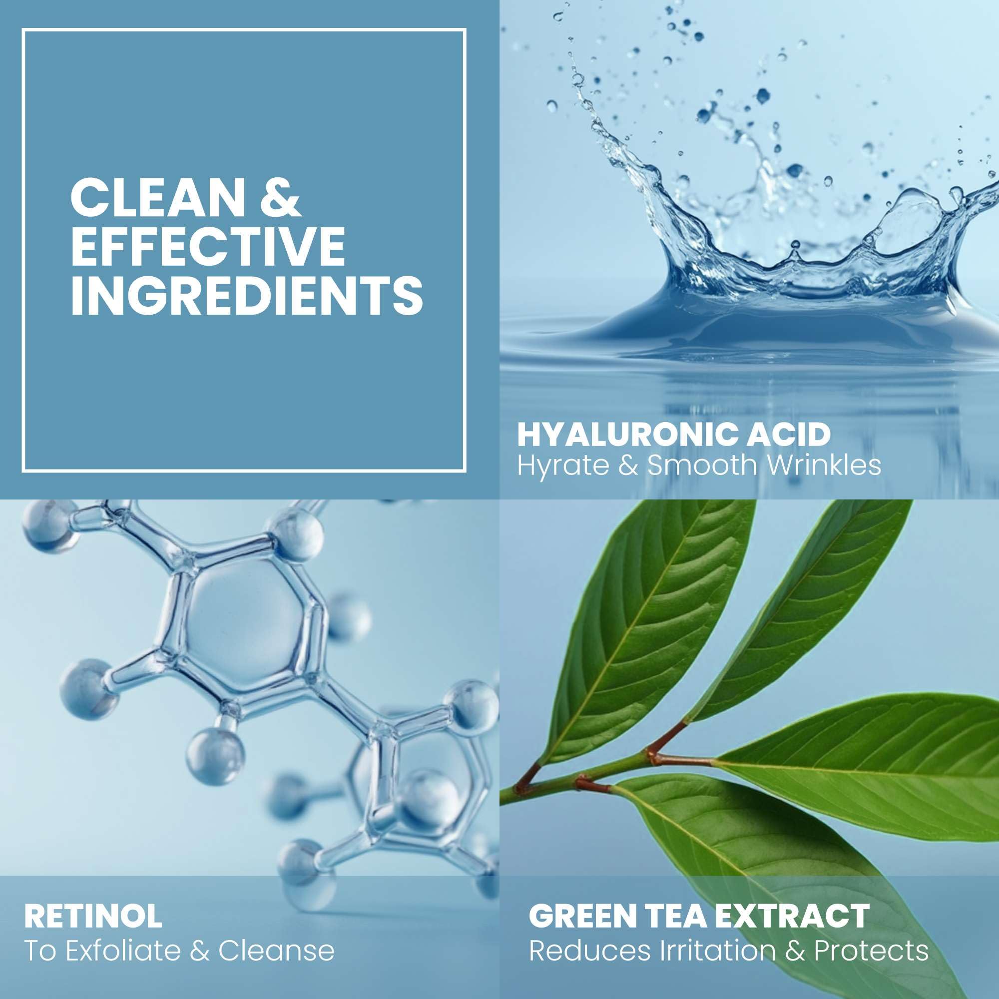 Eva Naturals Facial care routine image promotes daily hydration and anti aging benefits.