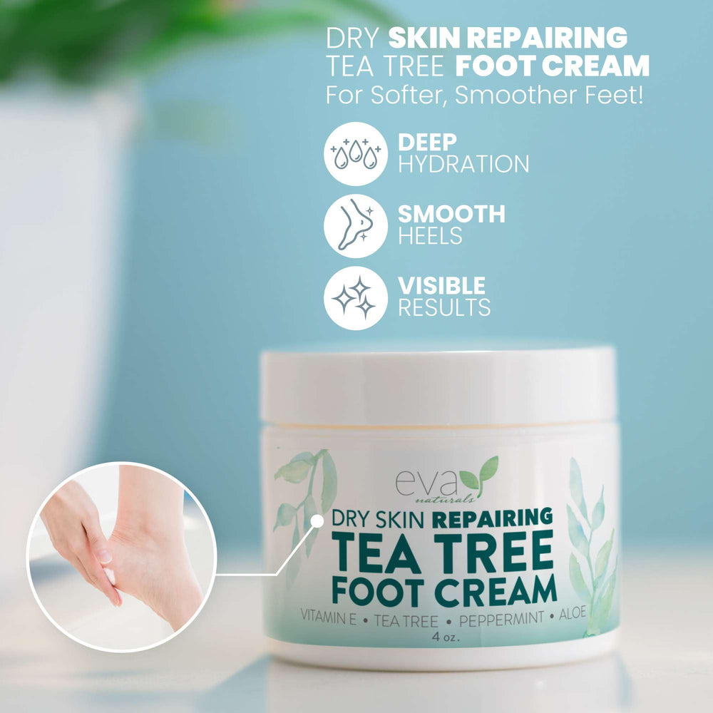 Eva Naturals Tea Tree Foot Cream hydrates dry, cracked heels