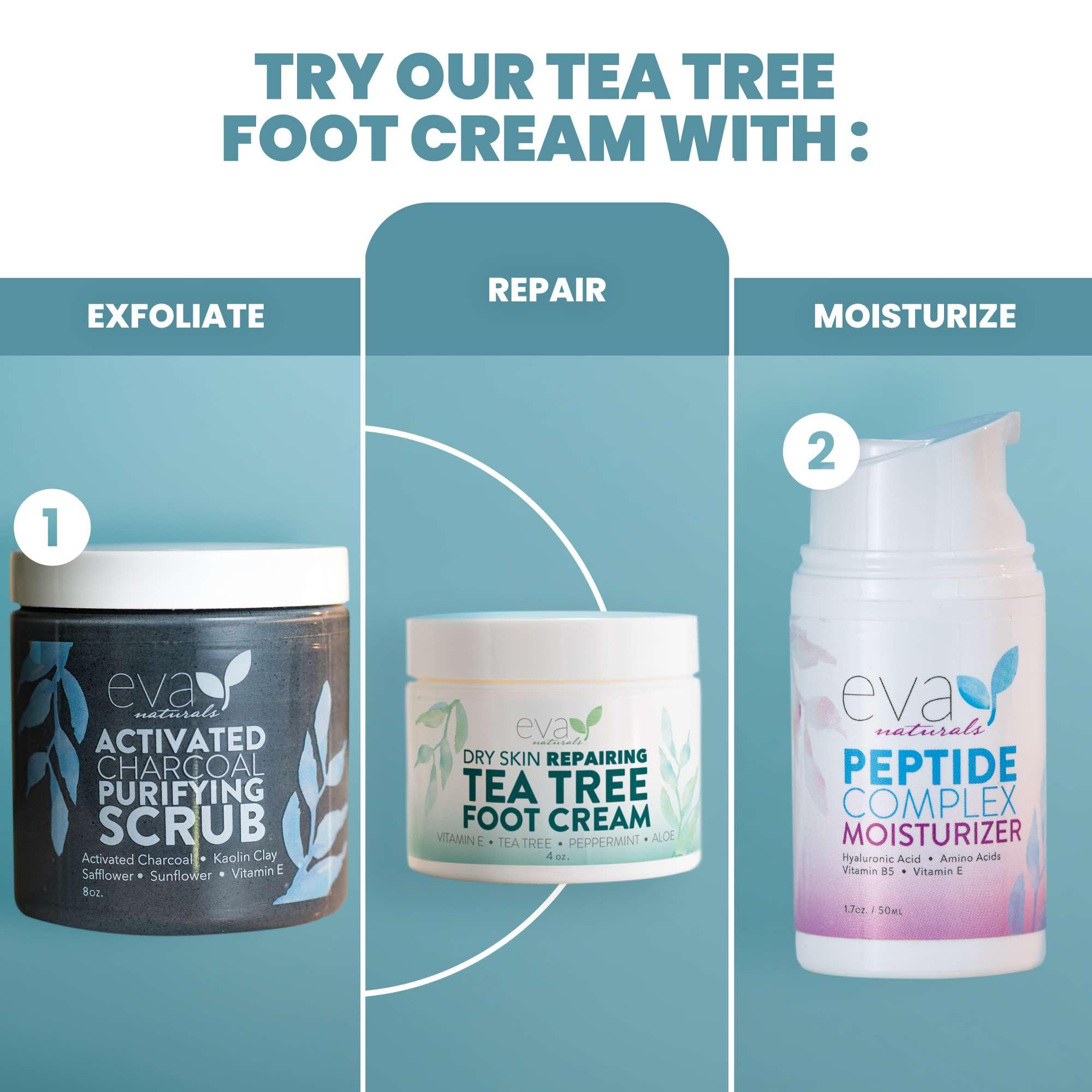 Eva Naturals Tea Tree Foot Cream travel friendly 4 oz bottle