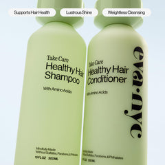 Eva NYC color-safe shampoo bottle close-up supports gentle cleansing for color-treated hair
