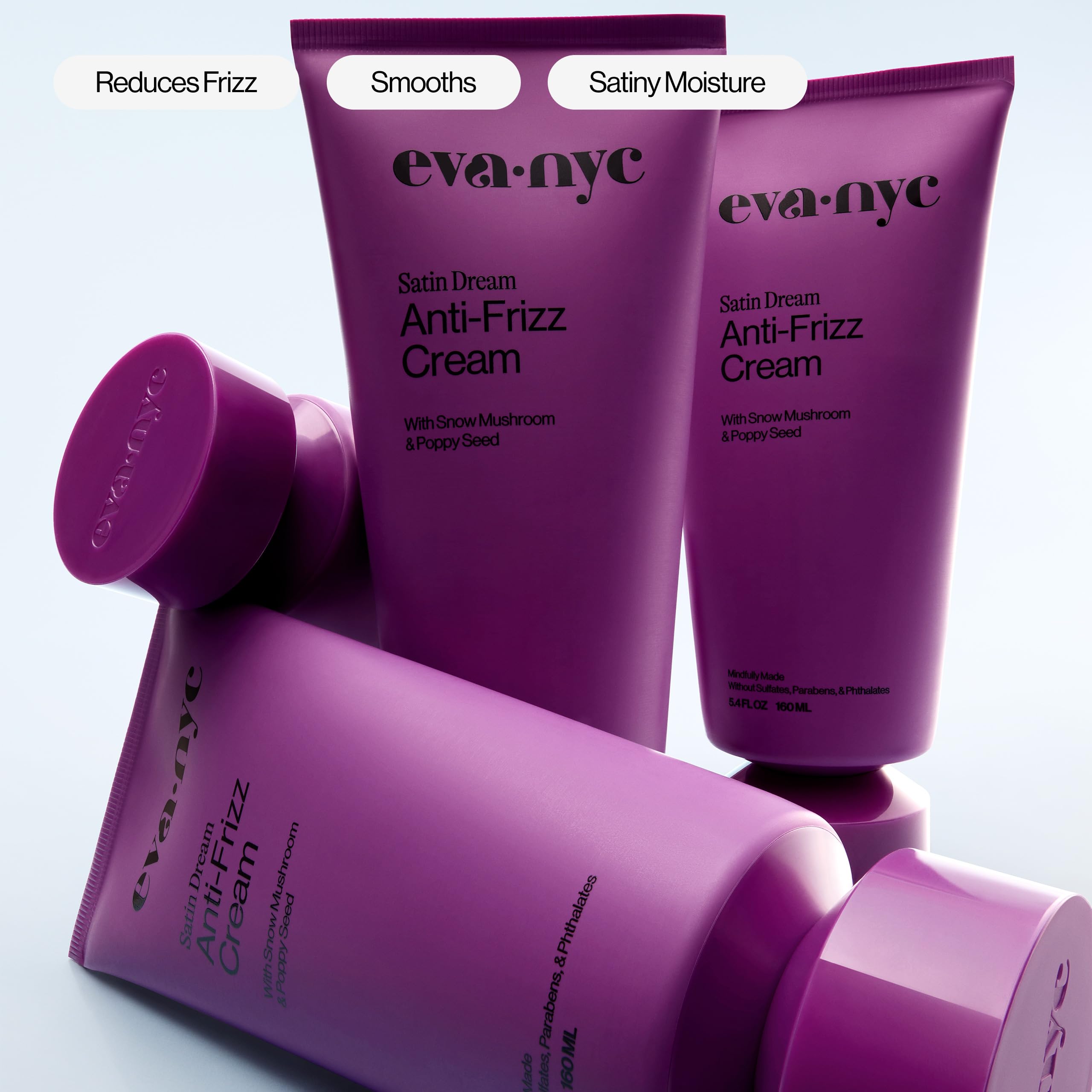 Frizz control on unruly hair during humidity with Eva NYC product