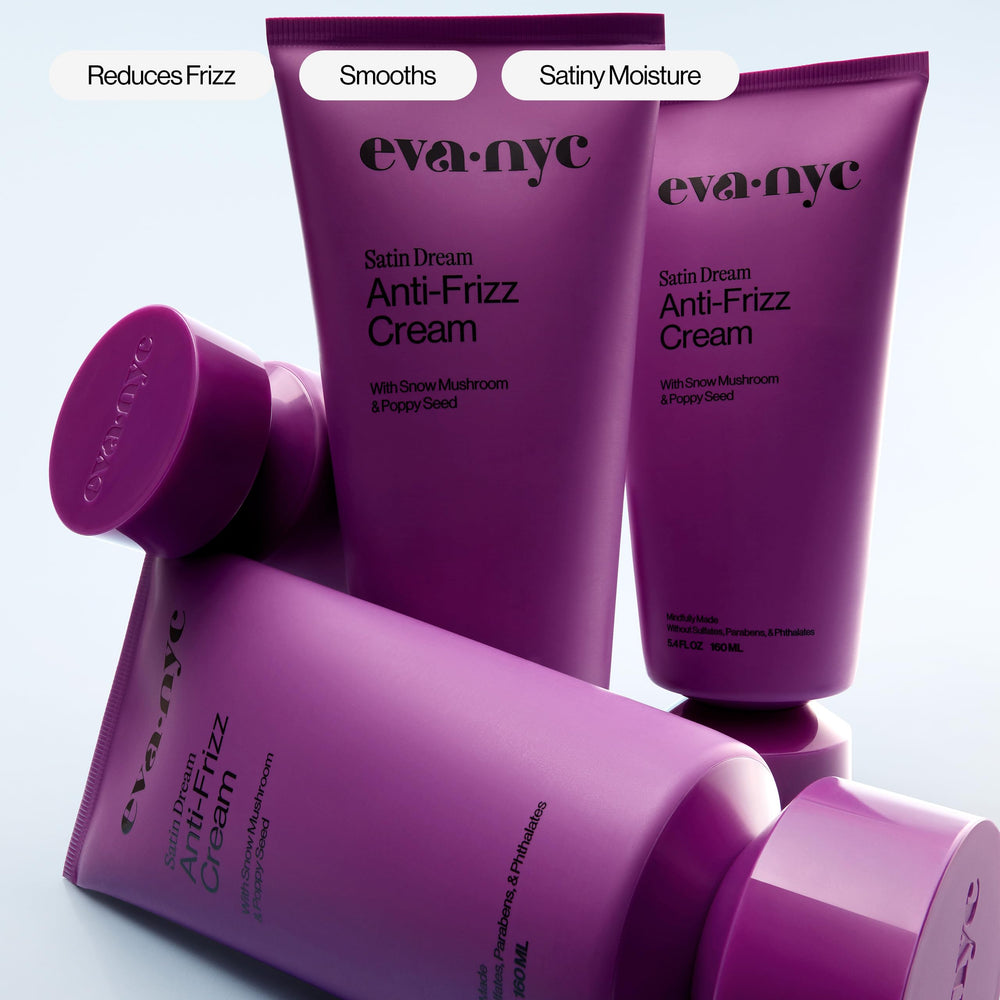 Frizz control on unruly hair during humidity with Eva NYC product