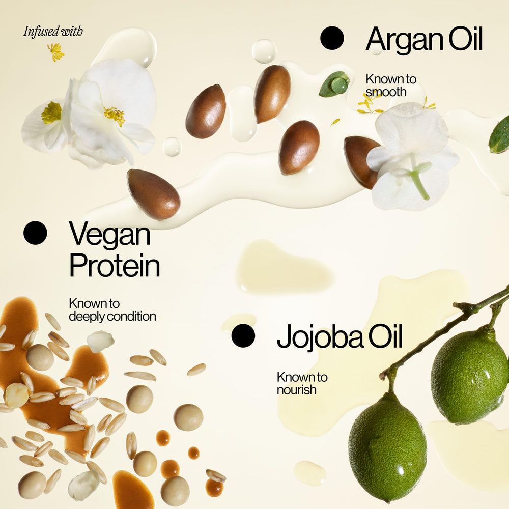 Bottle of EVA·NYC Therapy Session mask highlighting vegan protein ingredients