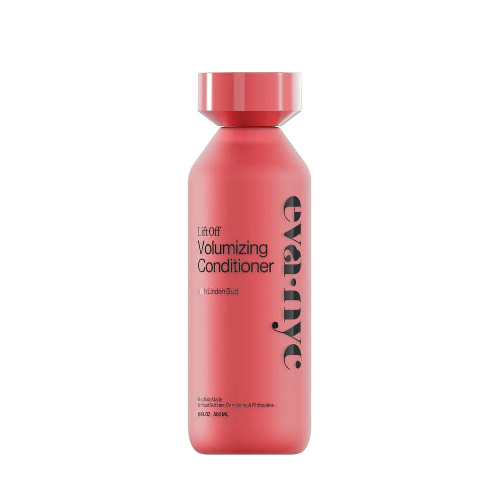 Eva NYC volumizing conditioner bottle front shows sleek design for lightweight volume