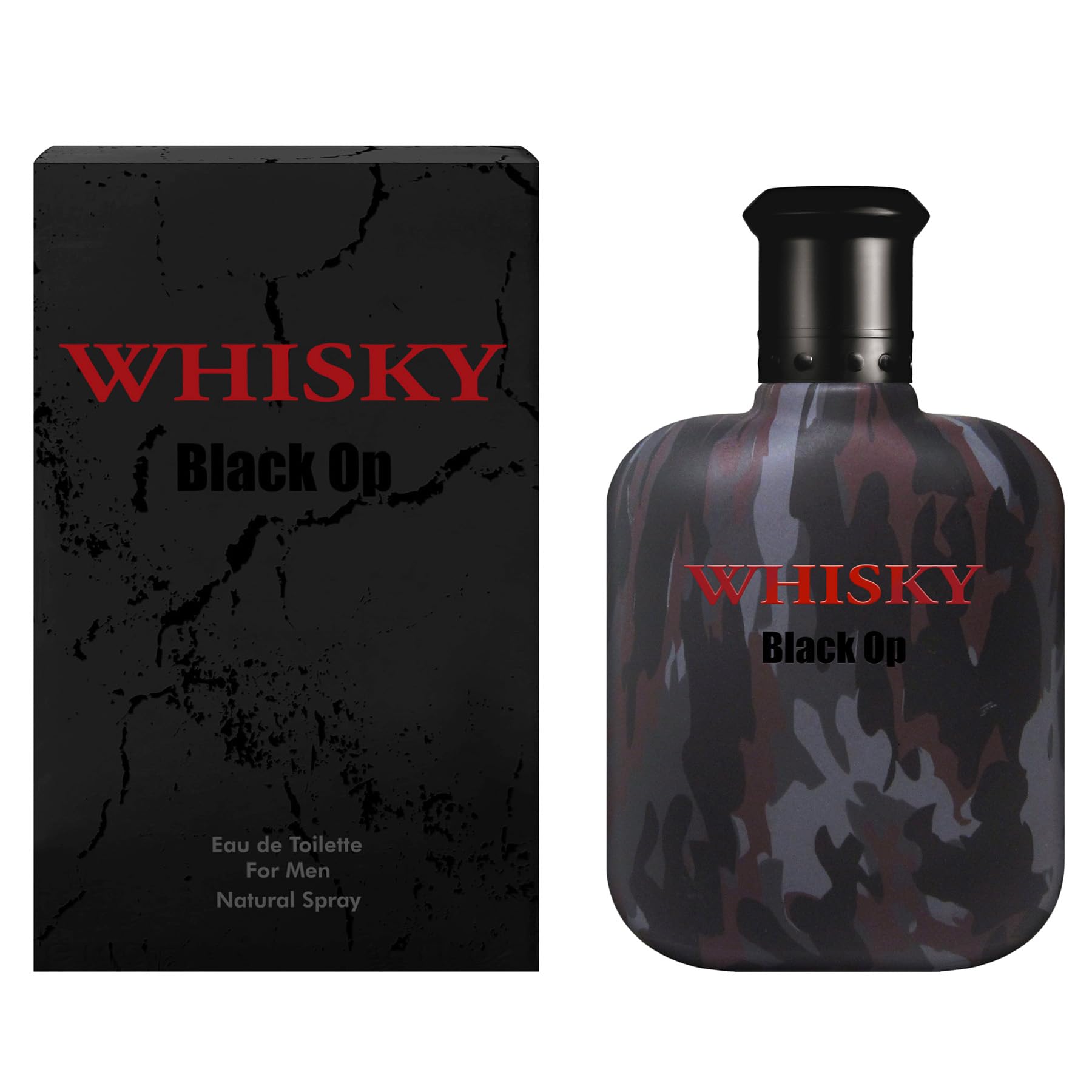EVAFLORPARIS WHISKY BLACK OP bottle camouflage design conveys bold presence and confident style
