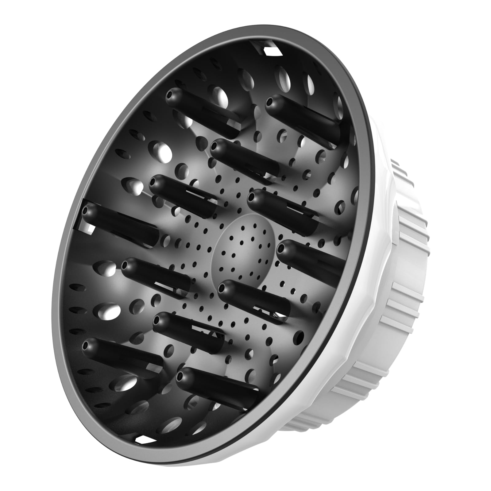 Evalunira universal hair diffuser compatibility shows it fits multiple dryer nozzles for versatile styling.