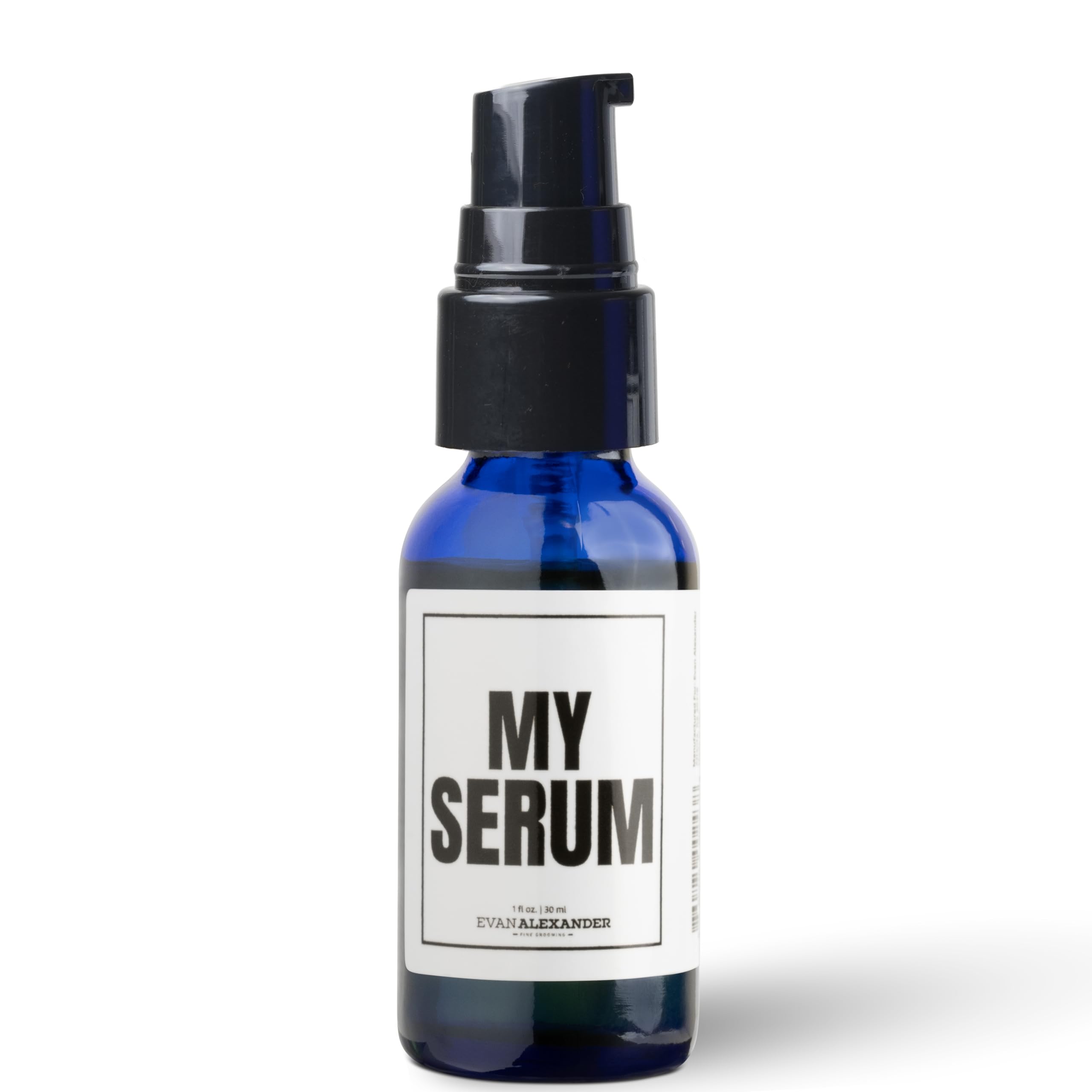 Evan Alexander Fine Grooming MY Serum Beard Oil bottle nourishes facial hair.