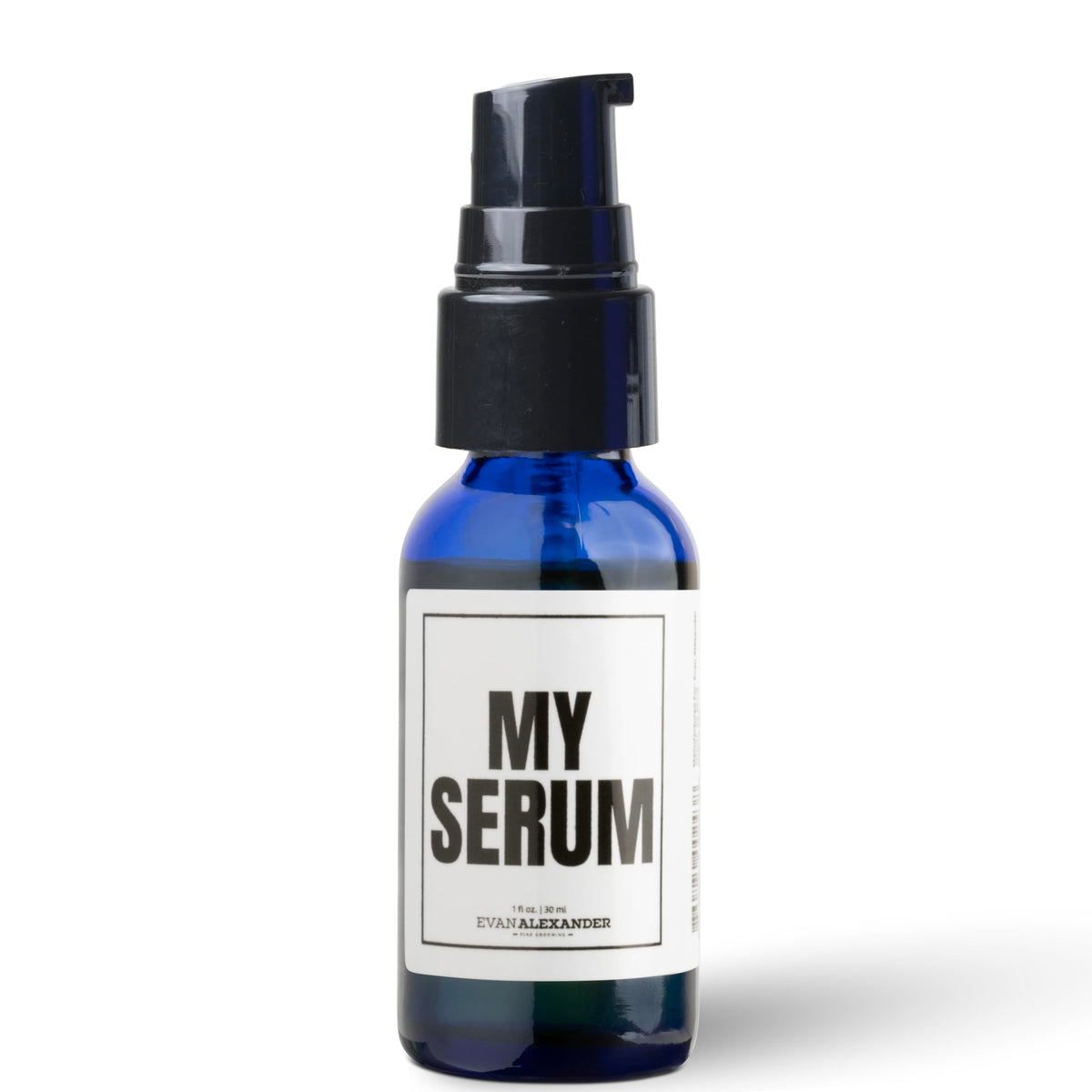Evan Alexander Fine Grooming MY Serum Beard Oil bottle nourishes facial hair.