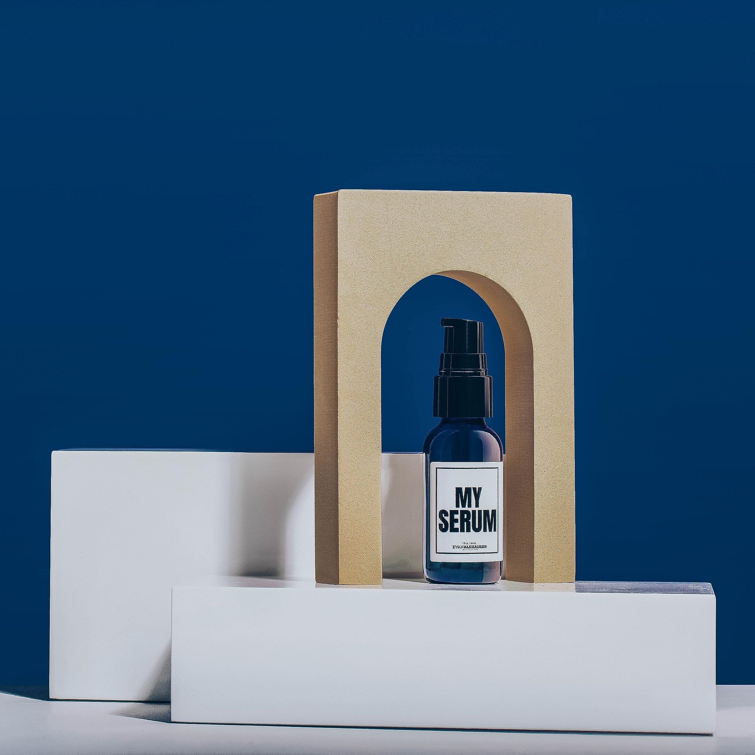 Evan Alexander Fine Grooming MY Serum Beard Oil being poured for hydration.