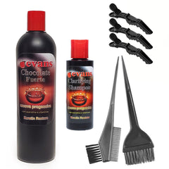 Evans value pack Brazilian keratin hair smoothing bottle closeup demonstrates glossy shine and frizz control.