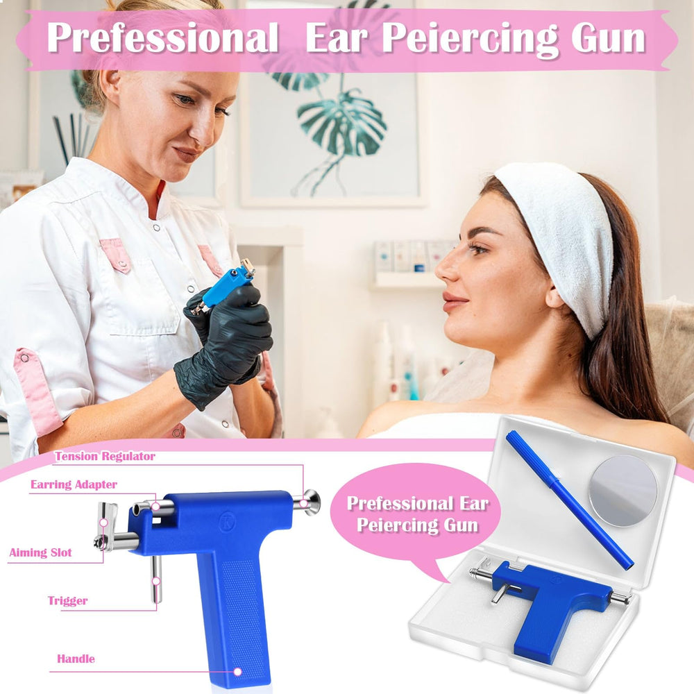 Evatage ear piercing gun in hand enables quick, at-home piercing control.