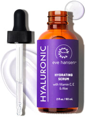 Eve Hansen Hyaluronic Serum bottle boosts hydration for a refreshed look