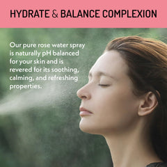 Eve Hansen rose water spray used as face toner after cleansing for balanced skin.