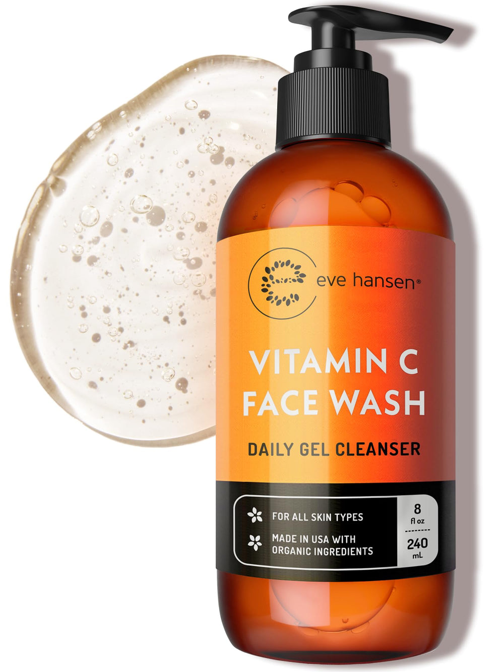 Eve Hansen Vitamin C Cleanser bottle pour for gentle daily cleansing and brighter-looking skin.