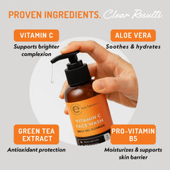 Vitamin C Cleanser ingredients showcase Vitamin C power and brightening potential.