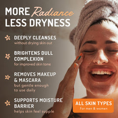 Closeup of lather from Eve Hansen Vitamin C Cleanser for clean skin.