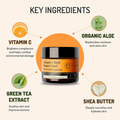 Eve Hansen Vitamin C Night Cream jar closeup showing creamy texture for deep hydration.