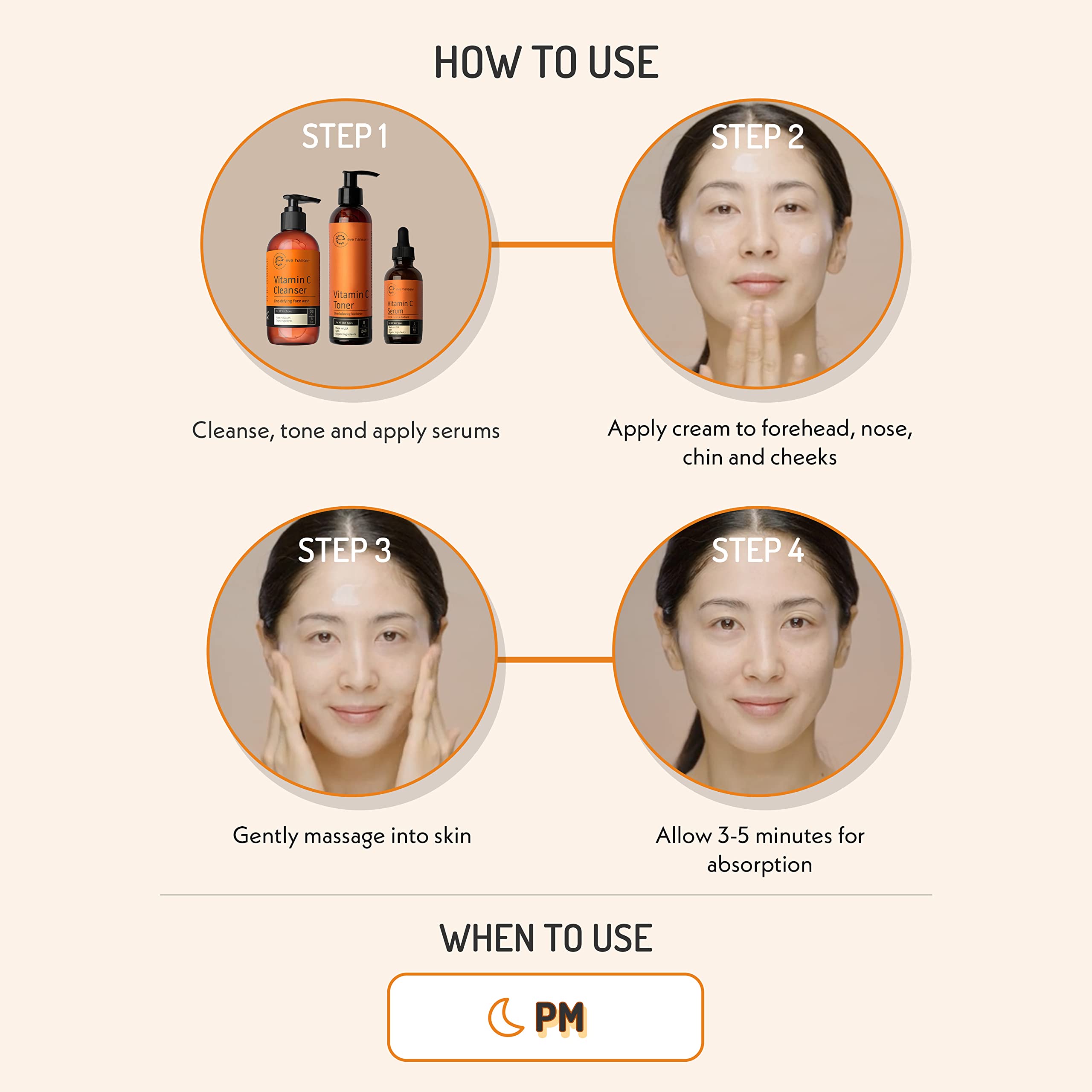 Eve Hansen Vitamin C Night Cream front label highlights cruelty-free, USA-made quality.