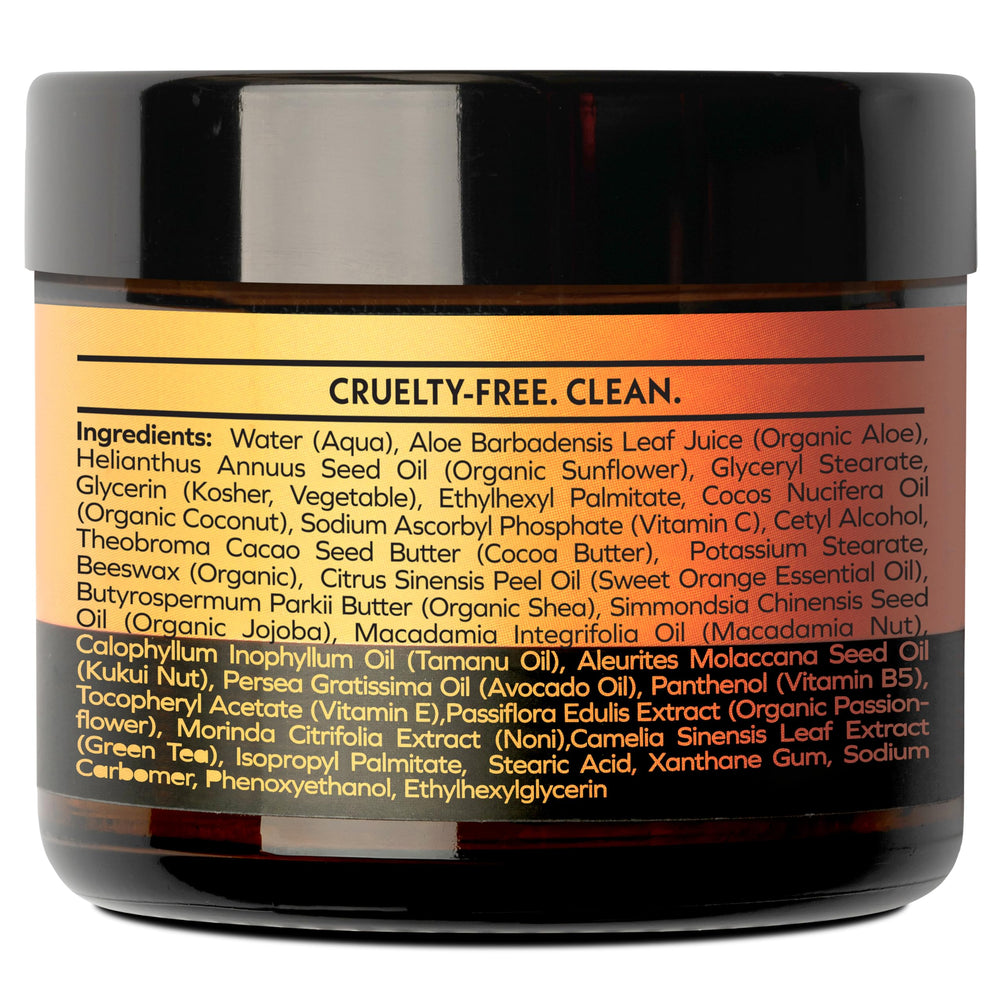 Eve Hansen Vitamin C Night Cream citrus scent close-up on packaging.
