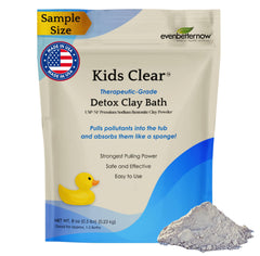 Evenbetternow Kids Clear Detox Clay Bath packaging for easy trial use and gentle cleansing.