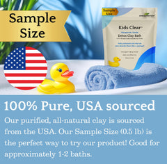 Evenbetternow Kids Clear Detox Clay Bath powder closeup highlighting natural bentonite texture.