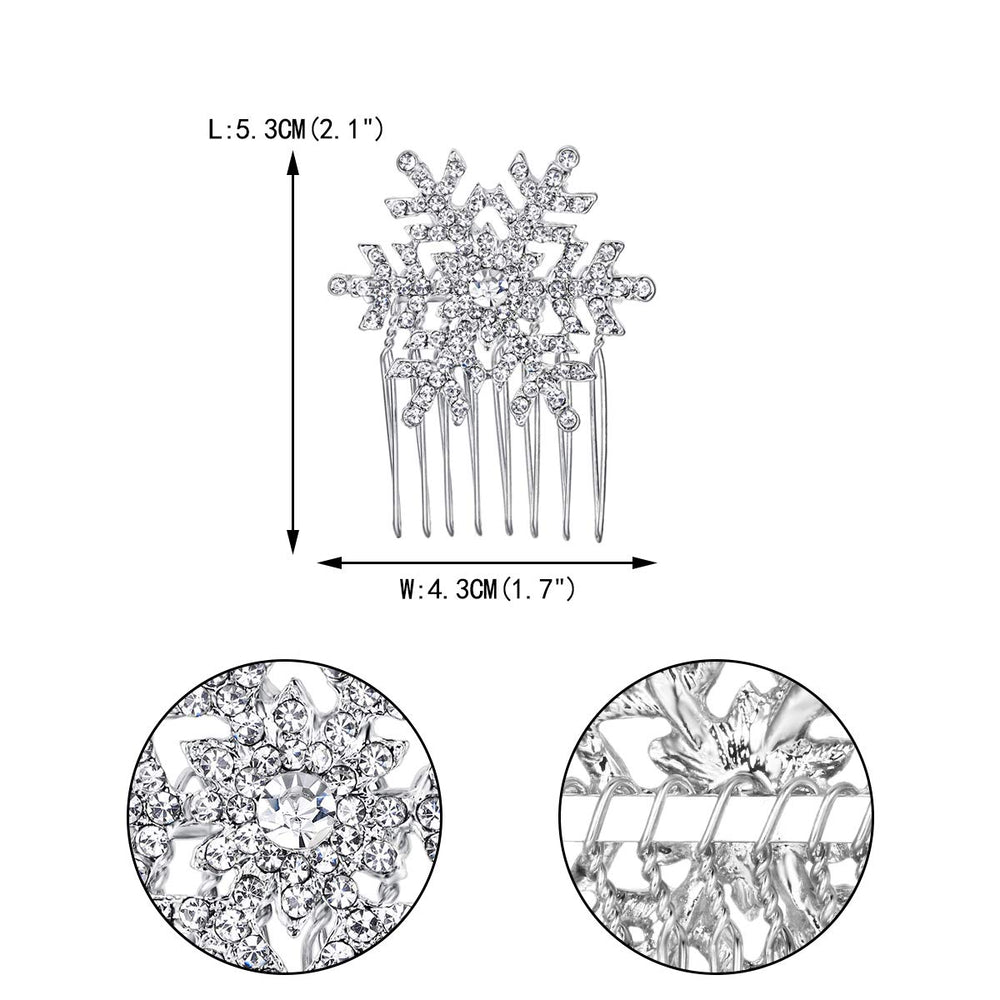 EVER FAITH winter snowflake comb style ideas showcasing chic updos and delicate festive accents.