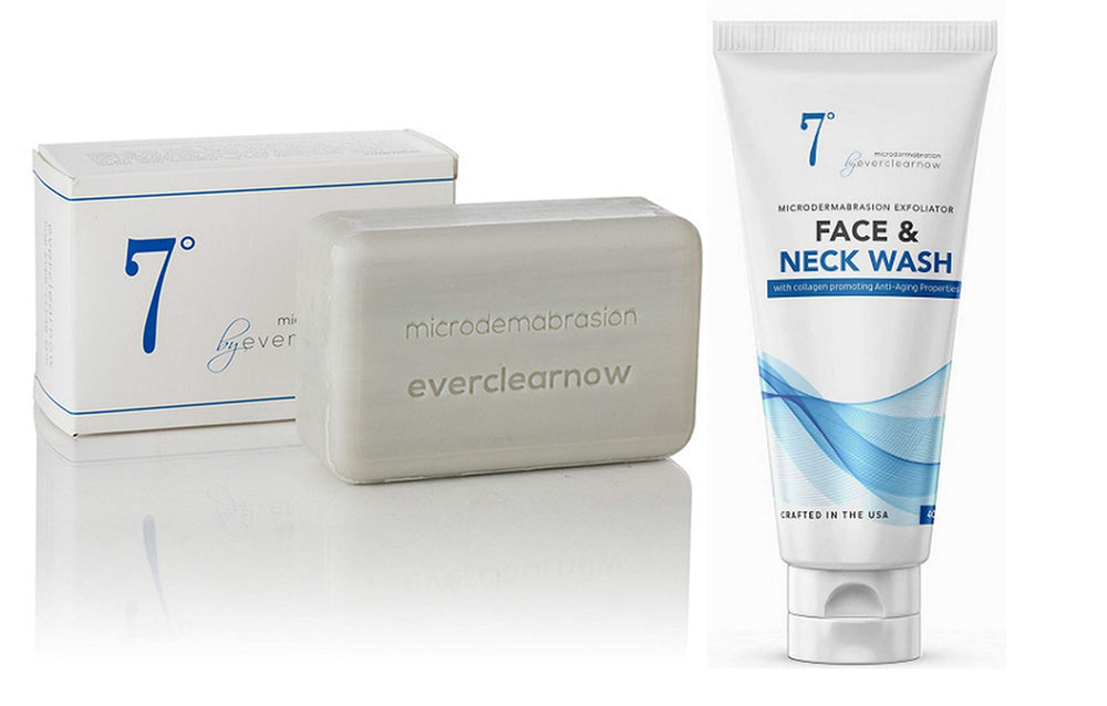 EVERCLEARNOW packaging display showing at-home exfoliation routine