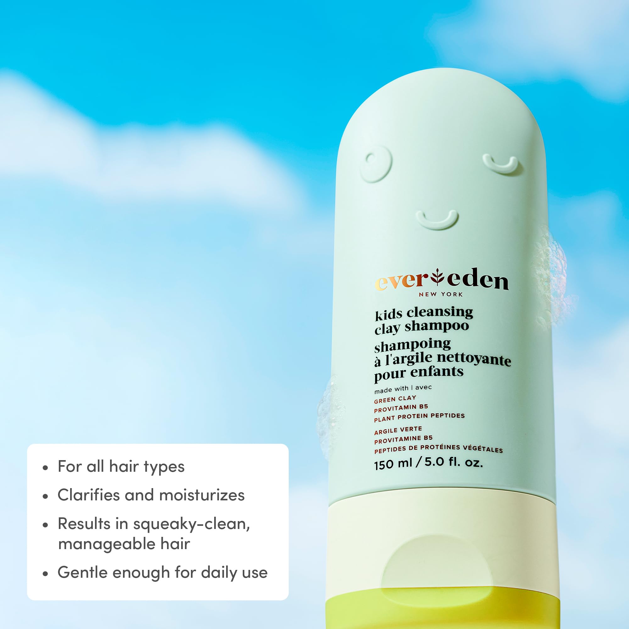 Evereden After Swim Kids Shampoo clay texture close-up for deep cleansing