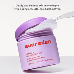 Evereden Balance Up cotton pad focuses on gentle exfoliation for balanced teen skin.