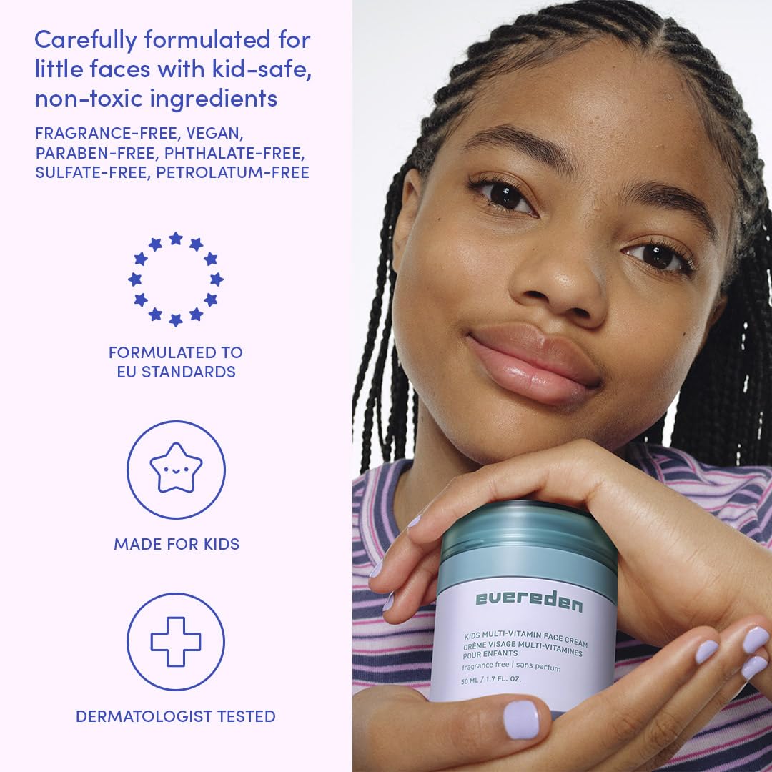 Evereden fragrance-free kids happy face duo texture closeup highlighting creamy lather.