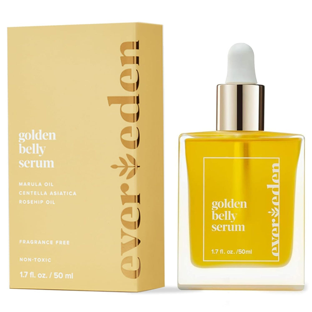 Evereden Golden Belly Serum bottle with pump for easy daily belly care during pregnancy