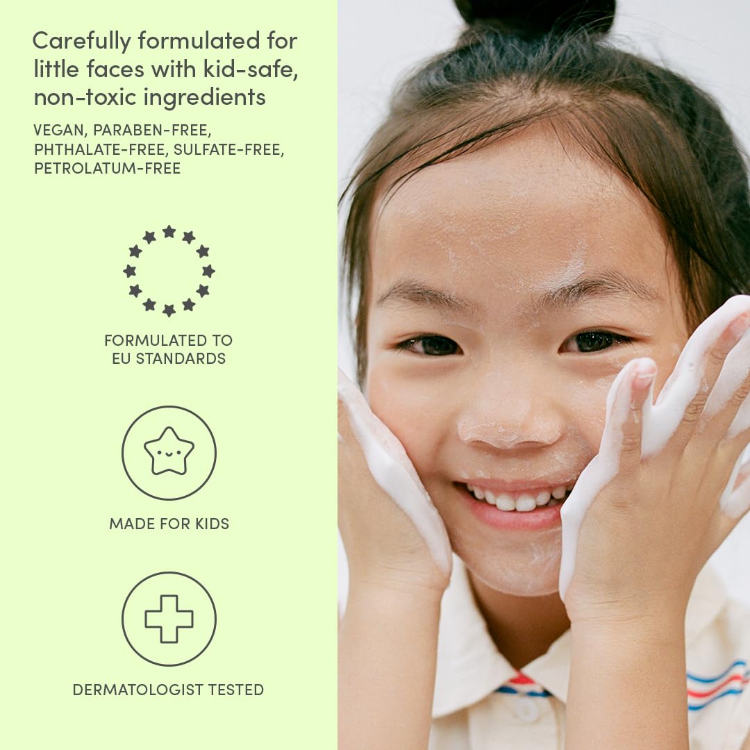 Evereden Kids Cloud Face Wash closeup shows creamy lather ready to cleanse.