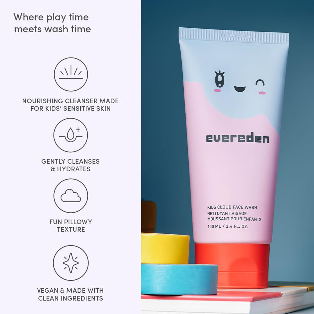 Evereden Kids Cloud Face Wash squeezable tube with toy-like, kid-friendly design.
