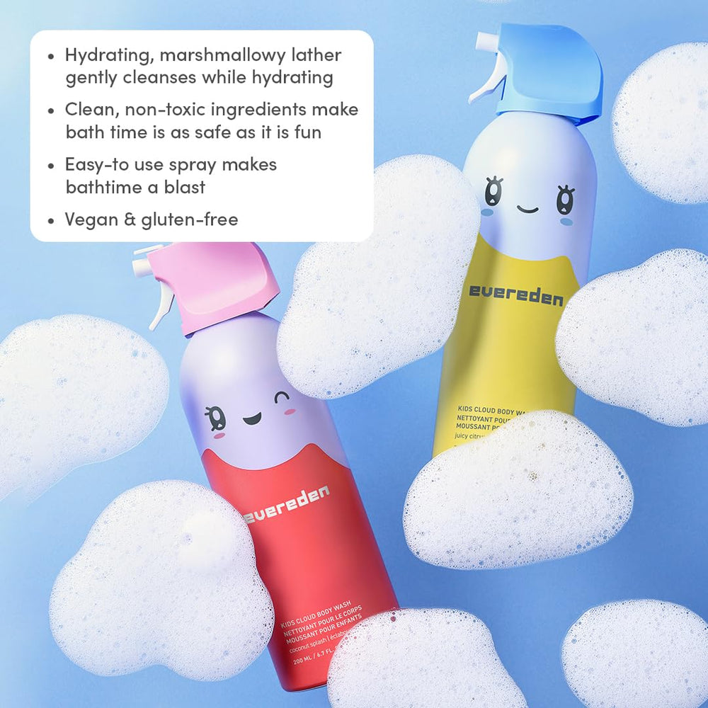 Evereden Kids Cloud juicy-citrus pour highlights refreshing, kid-friendly scent.