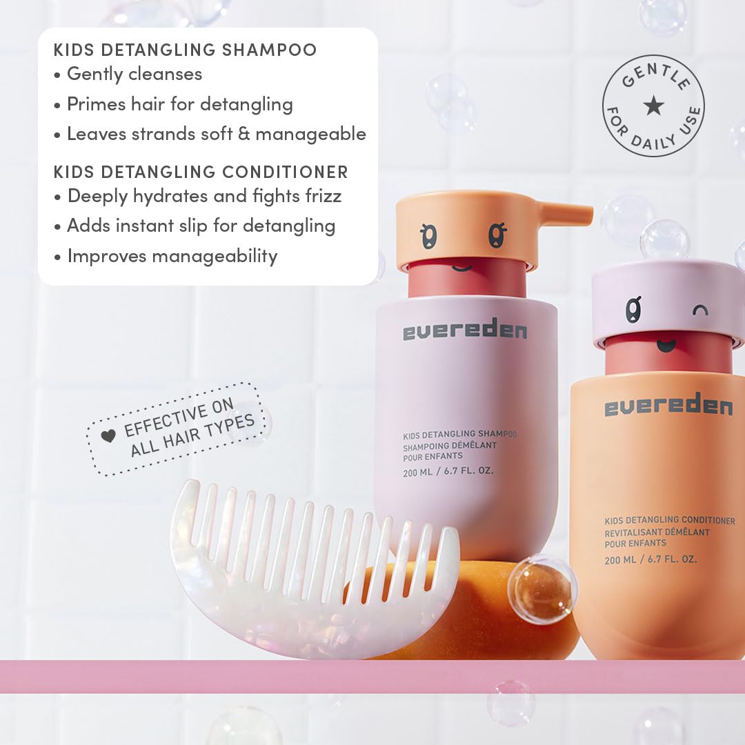 Evereden detangling hair scene demonstrating easy slip during combing