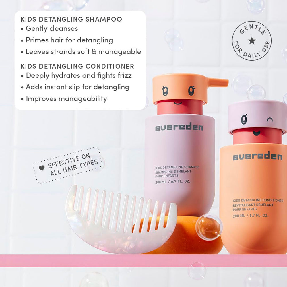 Evereden detangling hair scene demonstrating easy slip during combing