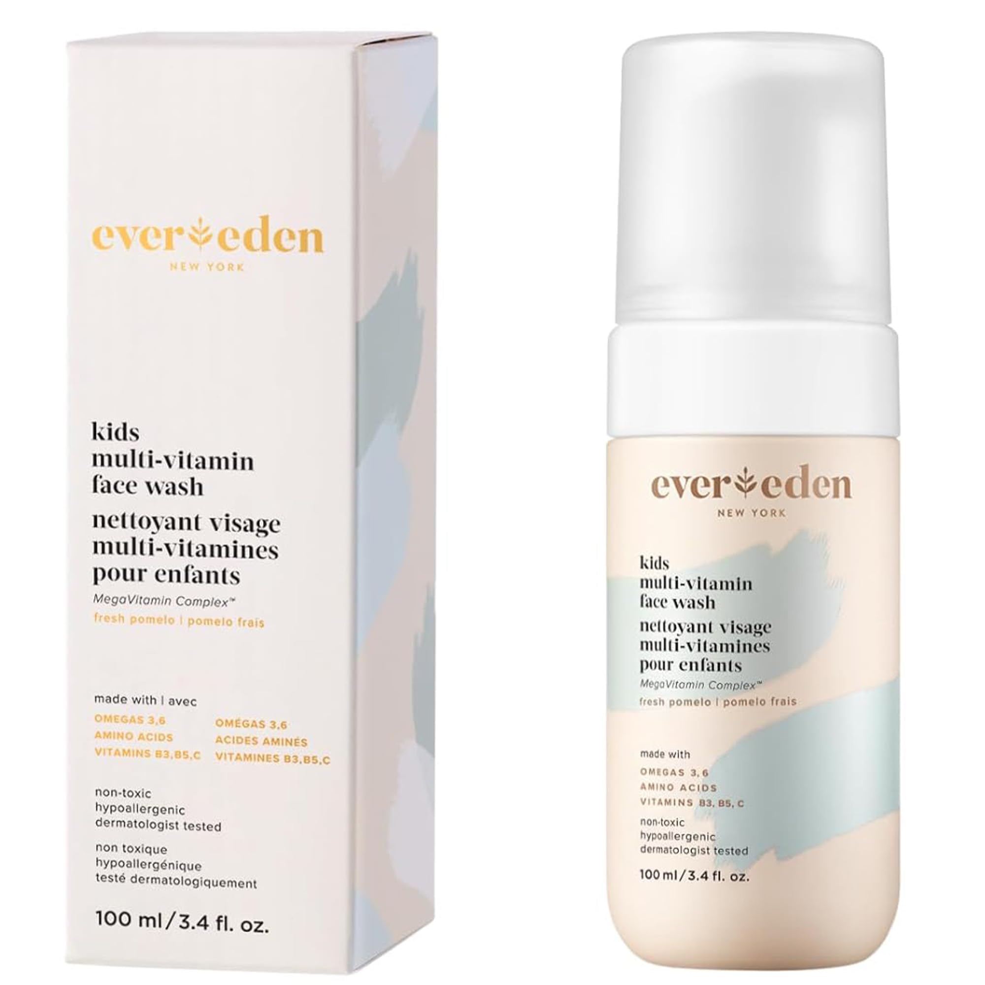 Evereden Kids Face Wash foam closeup shows gentle cleansing lather for sensitive skin