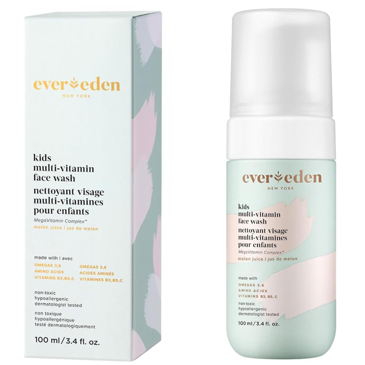 Evereden Kids Face Wash Melon Juice bottle with rich lather for gentle cleansing.
