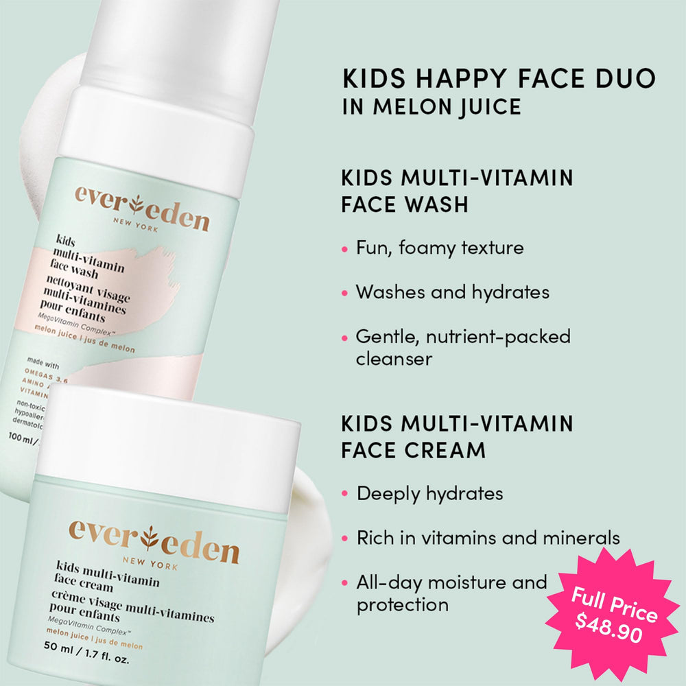Evereden Kids Happy Face Duo wash lather demonstrates refreshing cleanse for kids.